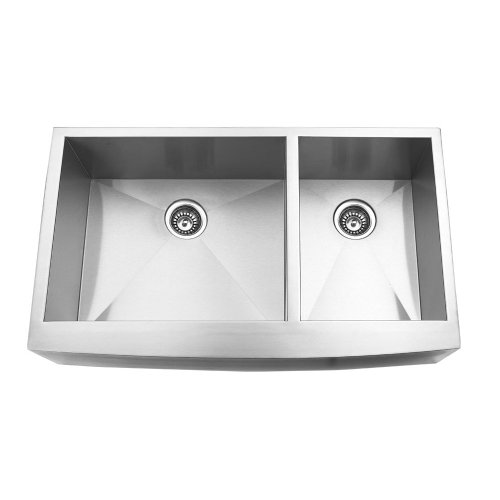 Vigo Industries VG3620BL Farmhouse Style Double Bowl Apron Kitchen Sink, Steel