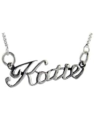Sterling Silver KATIE Name Necklace 3/8 inch, 17 inches long
