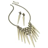 Spike Fashion Necklace & Pierced Earrings Set Burnt Gold