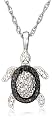 Sterling Silver Black and White Turtle Pendant