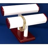 2 Tier Oval T-Bar Watch Bracelet Display White Leather
