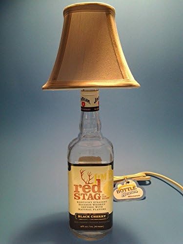 Jim Beam Red Stag Liquor Bottle Table Lamp W/ White Shade