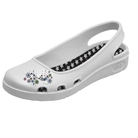 AnyWears BERMUDA-WFW-6 Bermuda Injected Clog For Women - White with Flowers