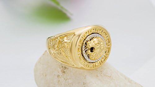 Italina Rigant Brand Men Rings,christmas Gift Yellow Gold Plated Lion Animal Big Size Finger Rings Jewelry ,Full Size (9)