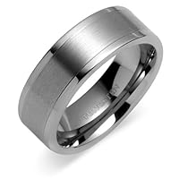 Flat edge Brush Finish 8mm Comfort Fit Mens Tungsten Carbide Wedding Band Ring Size 11