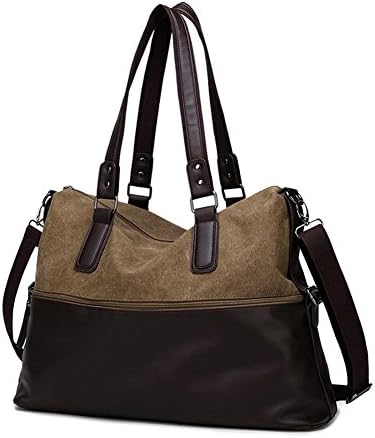Urbags Unisex Vintage Canvas Oversized Duffel Top Handle Handbag Tote Shoulder Weekender Crossbody Bag, Brown