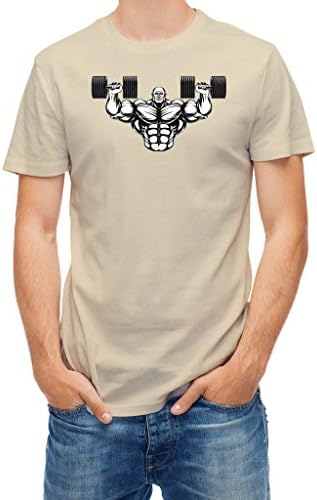 T-shirt bodybuilder muscle man exercising with dum Cream XL