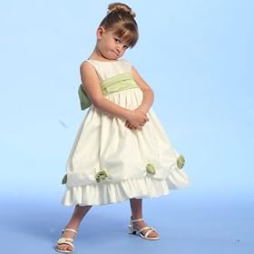 Baby Toddler Girls Special Occasion Dress IVORY GREEN Flower Girl BLOSSOM 18M-4T