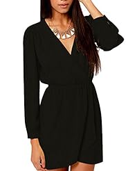 Sexy V-neck Long Sleeves Cotton  Tunic  With a Bow(s)