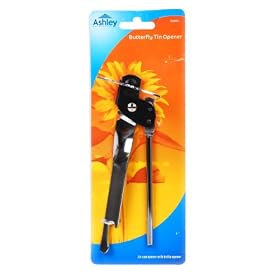 Butterfly Tin Opener with built in bottle opener, Stainless Steel