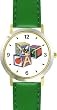 ABC Blocks by Artist: Sylvia Long - WATCHBUDDY&reg; DELUXE TWO-TONE THEME WATCH - Arabic Numbers - Green Leather Strap-Size-Large ( Men's Size or Jumbo Women's Size )