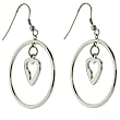 Stainless Surgical Steel Hoop Dangle Heart Earrings 316L by Bucasi Stainless Surgical Steel Hoop Dangle Heart Earrings 316L by Bucasi