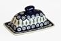 Polish Pottery Covered Butter Dish Peacock