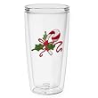 Whimsical Candy Cane 16 oz Insulated Beverage Tumbler, Clear