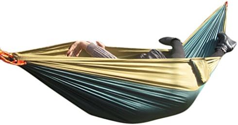 WantDo Outdoors Double Hammock Lightweight Indoor and Outdoor Nylon Parachute Hammocks for Camping, Backpacking &amp; Travel.Multifunctional Durable Stronger(DarkGreenCamel07)