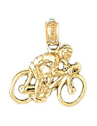 Dazzlers Solid 14k Gold Biker Riding a Bicycle Charm Pendant Available in three colors from jewelsberry (weights: 0.9 grams only)