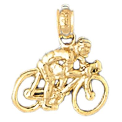 Cheap Girls Jewelry Dazzlers Solid 14k Gold Biker Riding a Bicycle Charm Pendant Available in three colors from jewelsberry (weights: 0.9 grams only) For Sale