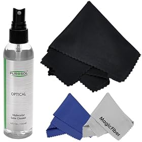 4 oz. Purosol All Natural Optical Lens and LCD Cleaner (Mist Spray Bottle) + 1 Extra Large and 2 Original MagicFiber Microfiber Cleaning Cloths