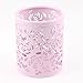 Light Pink Hollow Rose Flower Pattern Metal Pen Pencil Pot Holder Organizer