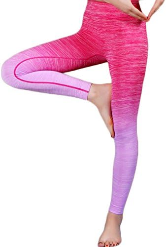 VOGLLY Women's Stretch Moisture Whicking Ombre Yoga Pant Running Workout Legging Size 4 US Purple