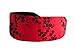 Luxurious Black Cherry Flower Brocade Over Bright Red Silk Soft Fabric Headband