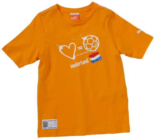 PUMA Jungen T-Shirt Love=Football Country, flame orange-holland, 152, 653140 04