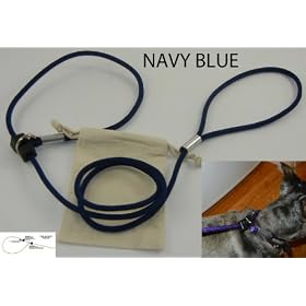 LeashInaBag, Easy On Easy Off Dog Leash, 1/4" Navy Blue. Made in the USA.