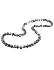 14k Yellow Gold Freshwater Black Pearl Necklace
