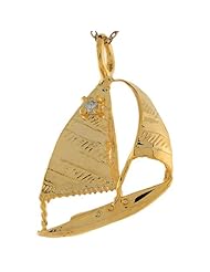 14k Real Yellow Gold 2.45cm Sailboat Ocean Nautical Charm Pendant