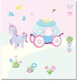 FunToSee Princess Children's Wall Decals, Carriage And Unicorn Scene