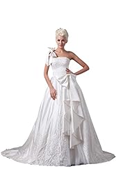 One Shoulder Satin Applique   Dress With a Bow(s)