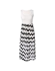 Summer Sleeveless Chevron Print Maxi Dress 