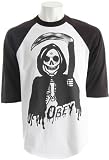 Obey Grim Reaper Basic Raglan T-Shirt White/Black Mens Sz L