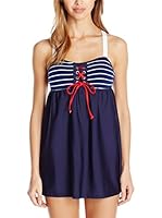 Nautica Vestido Playero Classis Stripe Swim Dress (Azul)
