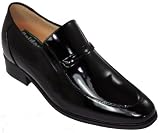 CALDEN - K79728 - 2.6 Inches Taller - Height Increasing Shoes for Men (Black Patent Leather Slip On Dress Shoes)