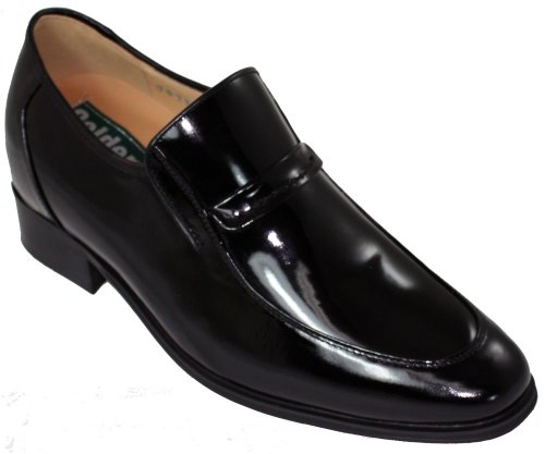 CALDEN - K79728 - 2.6 Inches Taller - Height Increasing Shoes for Men (Black Patent Leather Slip On Dress Shoes)