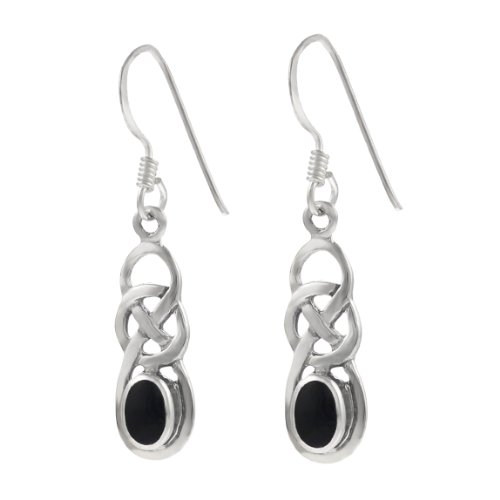 41Rj3V4FZOL Sterling Silver Black Onyx Celtic Knot Earrings