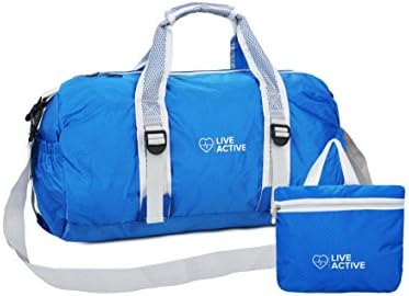 Live Active Compact Foldable Sports Gym Duffel Bag, Electric Blue