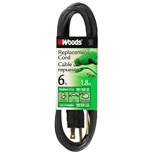 Coleman Cable 09706 16/3 SJT Replacement Power Supply Cable, 13-Amp 125-Volt 6-Feet, Black