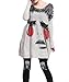 ellazhu Women Baggy Fashion Painting Crew Neck Pullover Sweater OneSize GY269 Face Grey