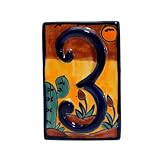 3, Three, Cactus Design Ceramic Number Tile