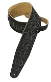 Levy's Leathers 3 Suede Leather Guitar Strap Tooled with a Paisley Pattern,Black