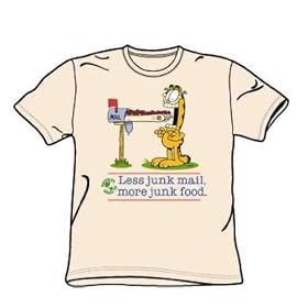 Garfield - Less Junk Mail - Adult Cream S/S T-Shirt For Men