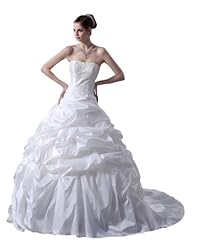 Strapless Bubble Dress Taffeta Lace-Up Beaded Evening Dress  with a Watteau Train 