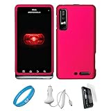 Hot Pink 2 Piece Protective Snap-On Hard Case Cover for Motorola Droid 3 Ve ....