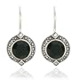 Sterling Silver Marcasite Faceted Onyx Earrings