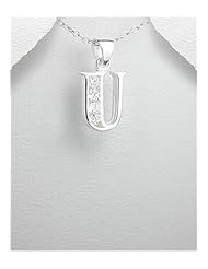 Alphabet CZ Pendant Necklace In 92.5 Sterling Silver