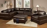 Orange County Espresso Leather Sectional Sofa by Urban Cali