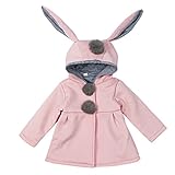 (フィーショー)FEESHOW　ベビーコート　赤ちゃん　子供用　兎耳　マント/ショール/ケープ　ファッション　お嬢ちゃんのような　厚い　カーディガン　帽子つく　真似る兎の毛　超可愛い　綿生地　出産祝い