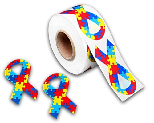 Autism Ribbon Stickers - Large Ribbon (1 roll)